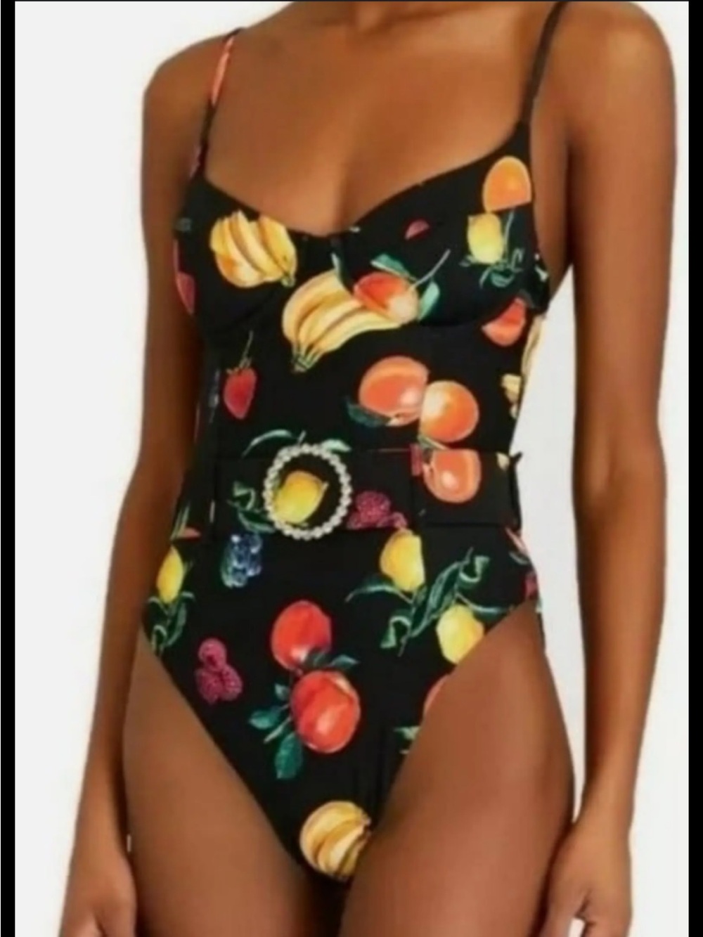 WeWoreWhat Danielle Fruit One Pice Swimsuit with Belt NWOT